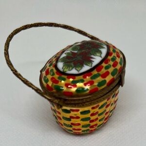 Limoges Poinsettia Basket Box